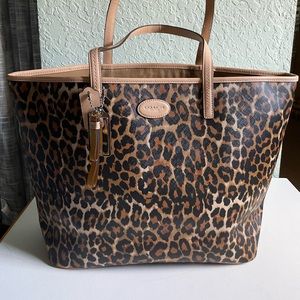 Coach Brown Ocelot Metro Leather Tote F32894